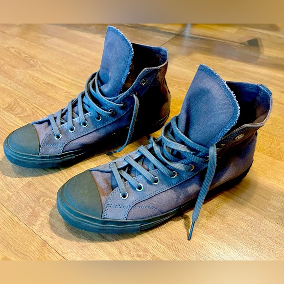 J. Lindeberg canvas mid-top sneakers with suede trim - Picture 1 of 7